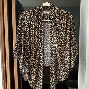 Free People Black and Yellow Floral Top